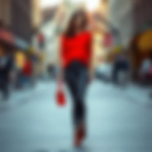 Fashionable low-rise leggings styled with a chic top