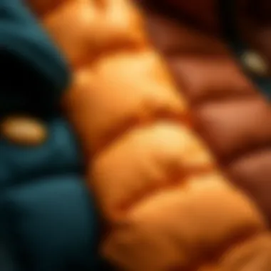 Exploring Materials of Puffer Vests Close-up of various materials used in puffer vests emphasizing texture and quality