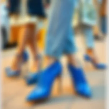 Outfit Styles Featuring Blue Women's Shoes Variety of blue shoes styled with different outfits