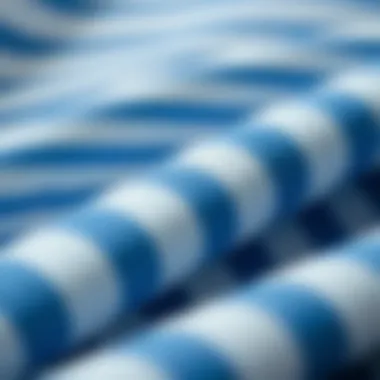 Close-up of fabric texture showcasing blue and white stripes
