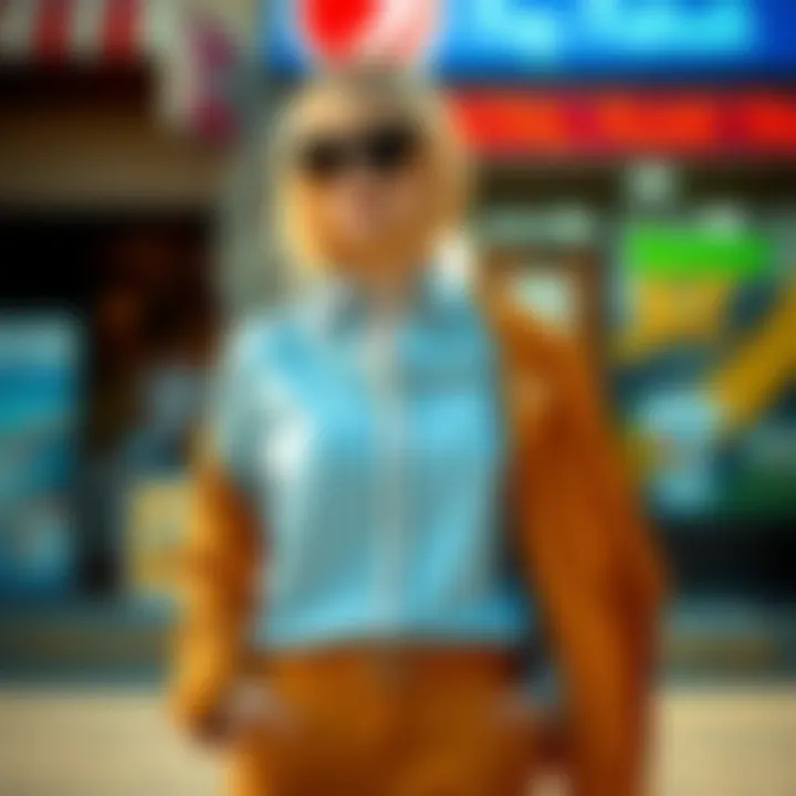 Fashionable outfit pairing with a blue and white striped shirt