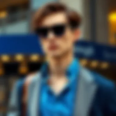 A stylish blue shirt layered under a blazer for a sophisticated outfit