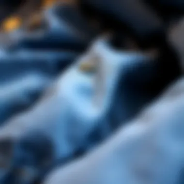 Fabric Textures of Blue Denim and Outerwear Close-up of fabric textures showcasing blue denim and outerwear materials