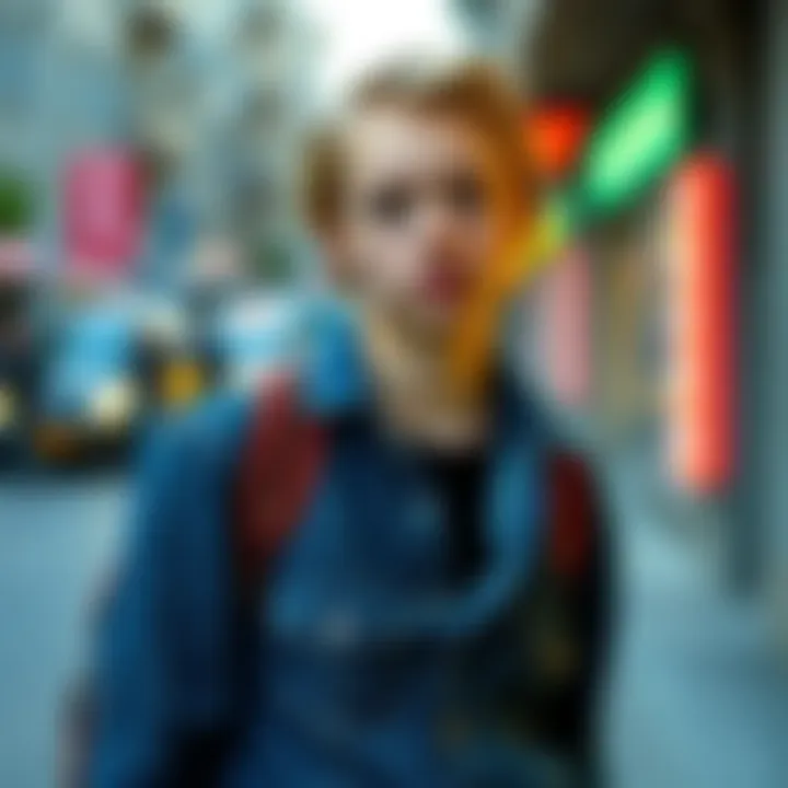 Trendy layering with a blue denim shirt