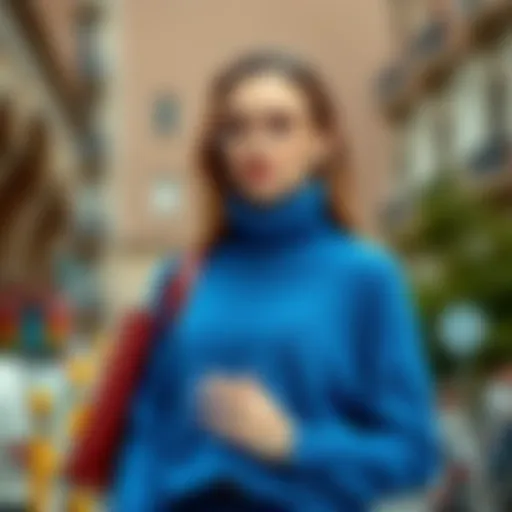 Elegant blue sweater styled for a casual outing