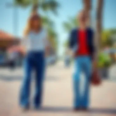 Casual Elegance with Wide Blue Pants Comfortable and elegant wide blue pants suitable for casual outings