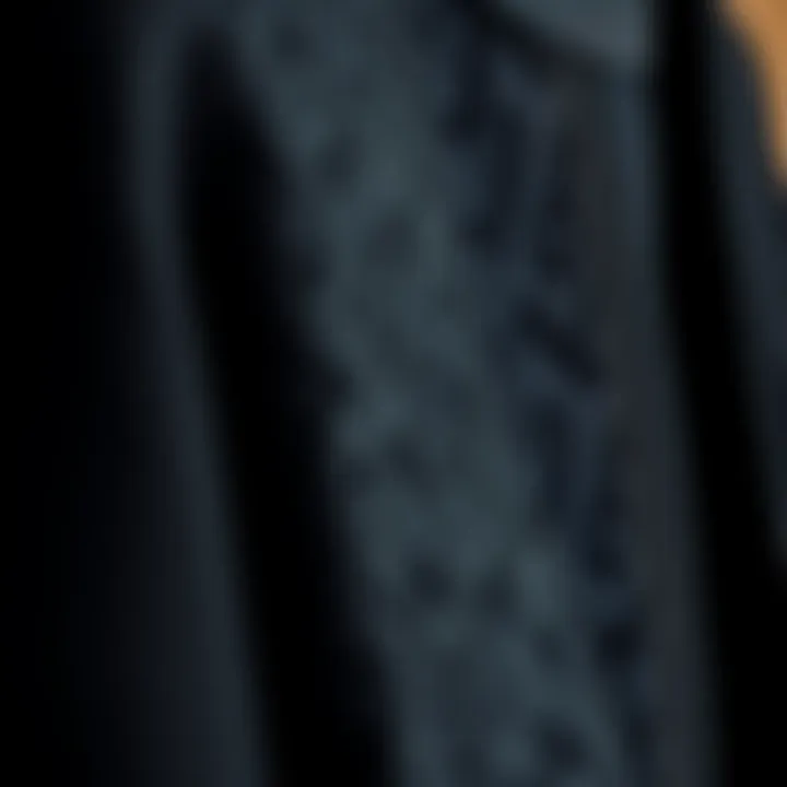 Intricate Details of Black Ferace Fabric Close-up of the intricate fabric and design details of a black ferace