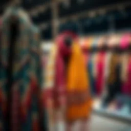 Elegant Miray scarves displayed in a boutique setting