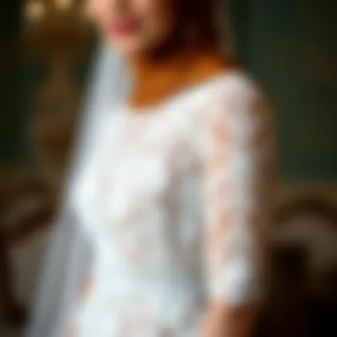 Modern hijab bridal gown with intricate lace detailing