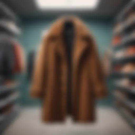 Stylish winter coat hanging in a modern closet