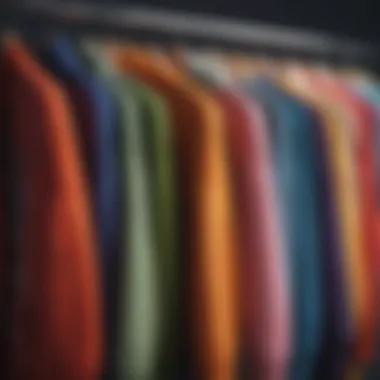 Vibrant multi-colored cardigans displayed on a stylish rack