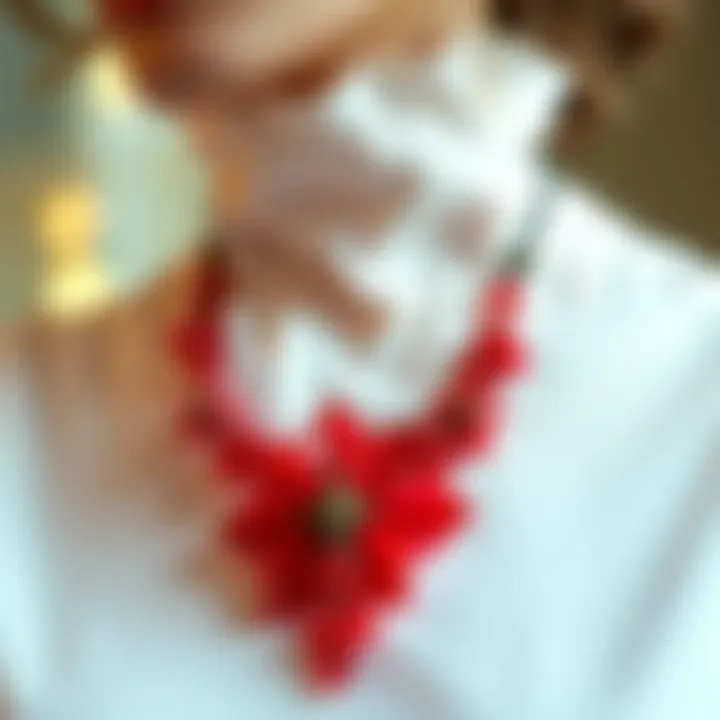 Stylization of the Pomegranate Flower Necklace in Fashion Elegant styling of the pomegranate flower necklace in fashion.