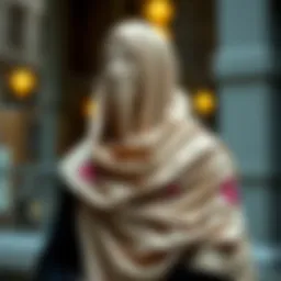 Elegant shawl draped over a stylish outfit
