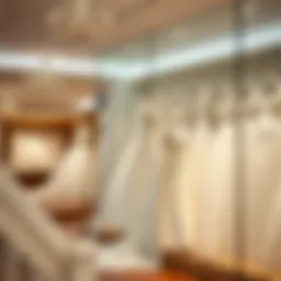 Elegant wedding dress on display in a boutique