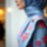 Elegant shoulder detail on a modest dress showcasing contemporary fashion.