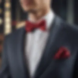 Elegant bow tie displayed on a stylish suit