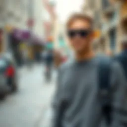 Stylish orlon sweater in an urban setting