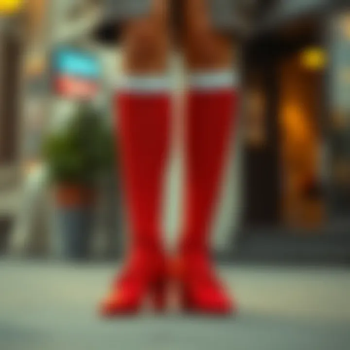 A fashionable outfit complemented by chic socks that enhance the overall look