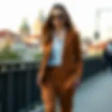 Elegant outfit featuring a tailored blazer and chic trousers