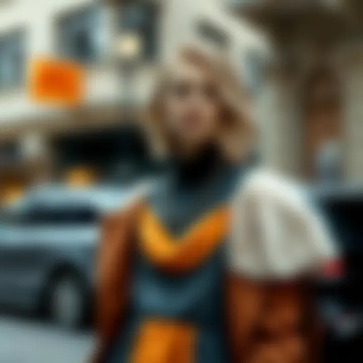 Stylish outfit featuring layered dress with contrasting textures