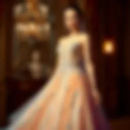 Elegant evening gown with shimmering fabric