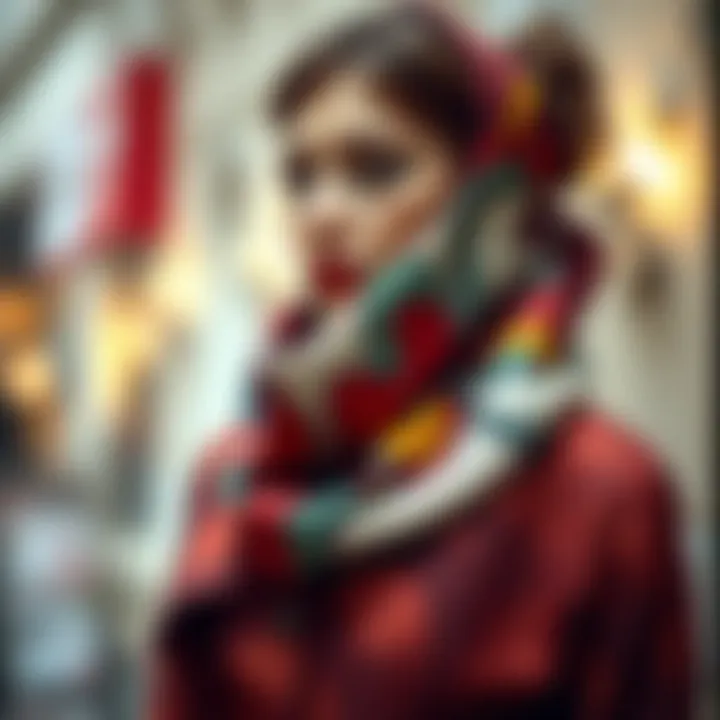 Elegance in Picasso Inspired Scarf An elegant scarf featuring abstract art inspired by Picasso's style.