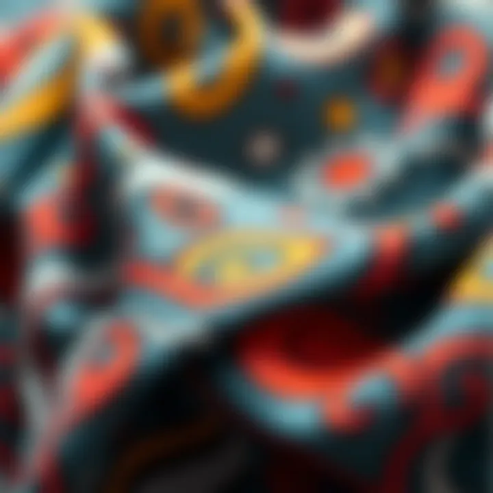 Intricate Patterns of Picasso Scarf A close-up view of the intricate patterns on a Picasso-themed scarf.