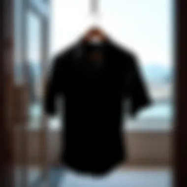 Elegant Pierre Cardin Black Shirt Presentation Elegant presentation of a Pierre Cardin black shirt on a hanger