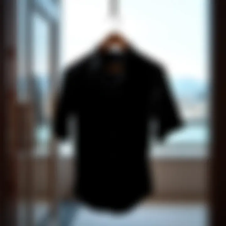 Elegant Pierre Cardin Black Shirt Presentation Elegant presentation of a Pierre Cardin black shirt on a hanger