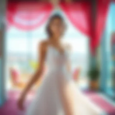 Elegance of Pleated Dress Elegant pleated dress showcased in a vibrant setting