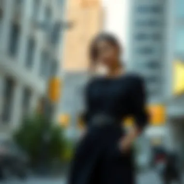 Urban Fashion with Pleated Dress Fashion-forward pleated dress in an urban environment