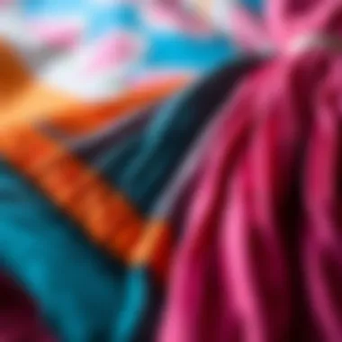 Detailing the Design: Close-Up of Pleated Patterns Close-up of intricate pleated scarf patterns