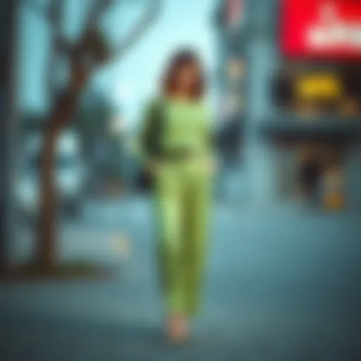 A stylish outfit featuring pistachio green trousers with a chic top