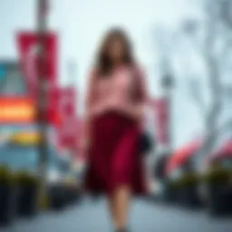 Elegant pleated skirt and sweater outfit suitable for casual outings