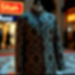 Elegant plus-size coat design showcasing intricate patterns