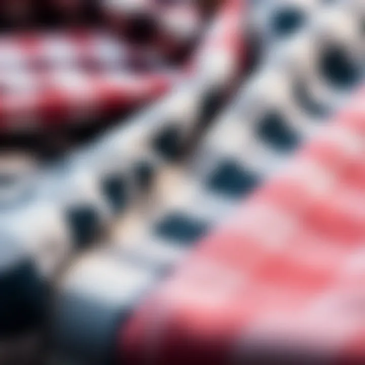 A close-up of different checkered fabric patterns