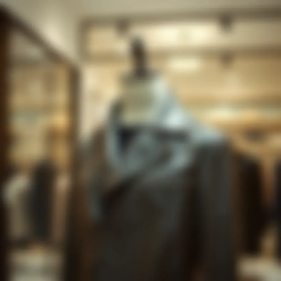 A stylish Rayyen leather coat displayed on a mannequin in a modern boutique