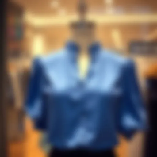 Chic Display of Saks Blue Blouse Elegant saks blue blouse displayed on a mannequin