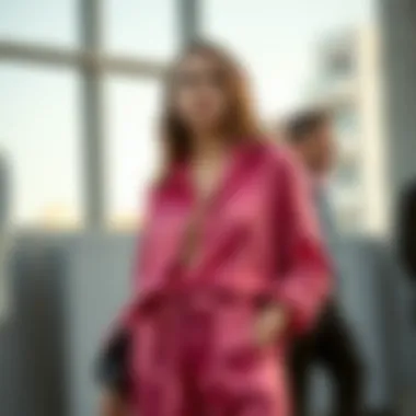 Casual Daytime Satin Ensemble Combination of satin fabric in casual daytime wear