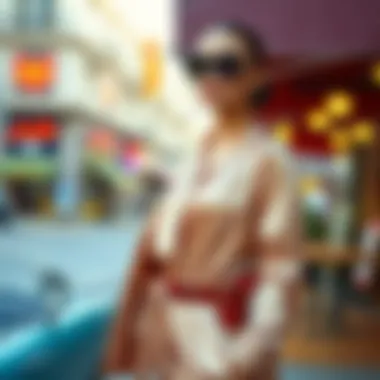 Chic Satin Outfit in Fashionable Environment Chic satin outfit showcased in a fashionable setting