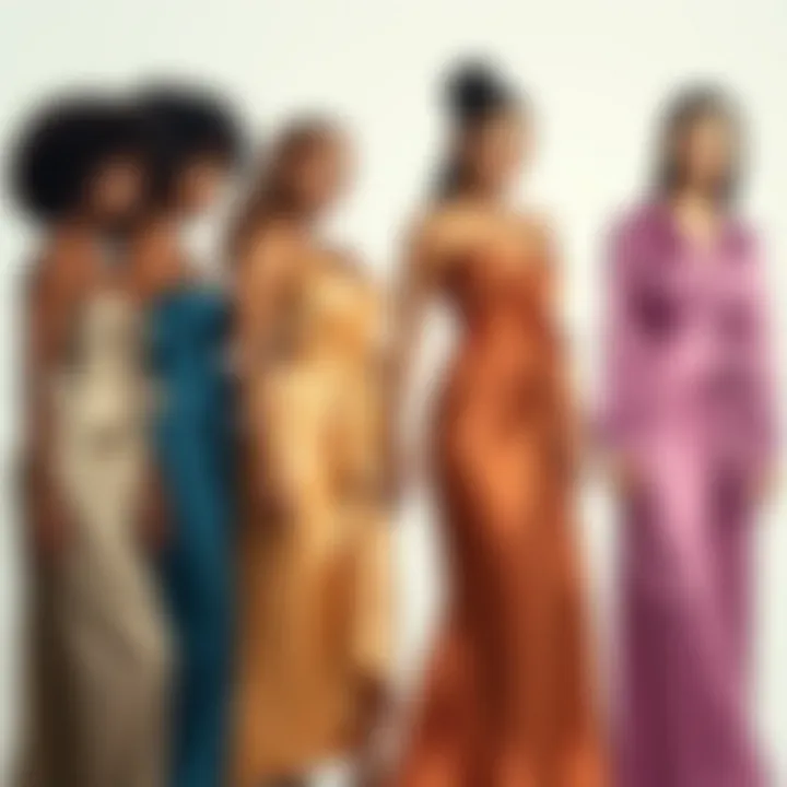 Embracing Diversity: Satin Wrap Dresses for Every Body Type Variety of body types wearing satin wrap dresses