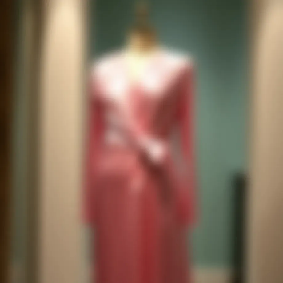 Elegant satin wrap dress draped elegantly on a mannequin