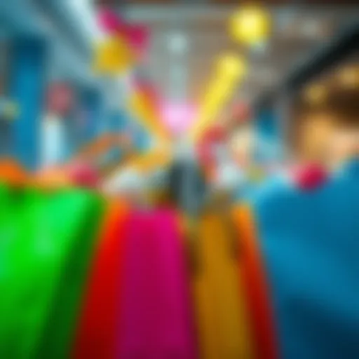 Trendy Fashion Finds Colorful shopping bags filled with trendy fashion items