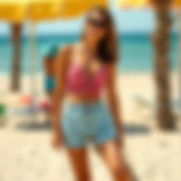 Casual Beach Look with Shorts Relaxed beach look featuring casual shorts and accessories