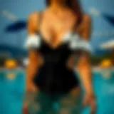 Sophisticated Swimwear Design Elegant black and white swimwear design showcasing sophistication