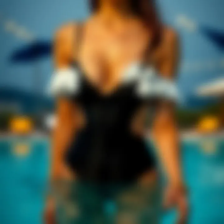 Sophisticated Swimwear Design Elegant black and white swimwear design showcasing sophistication