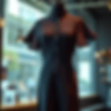 The Elegance of Black Embroidery Elegant black embroidered dress displayed on a mannequin