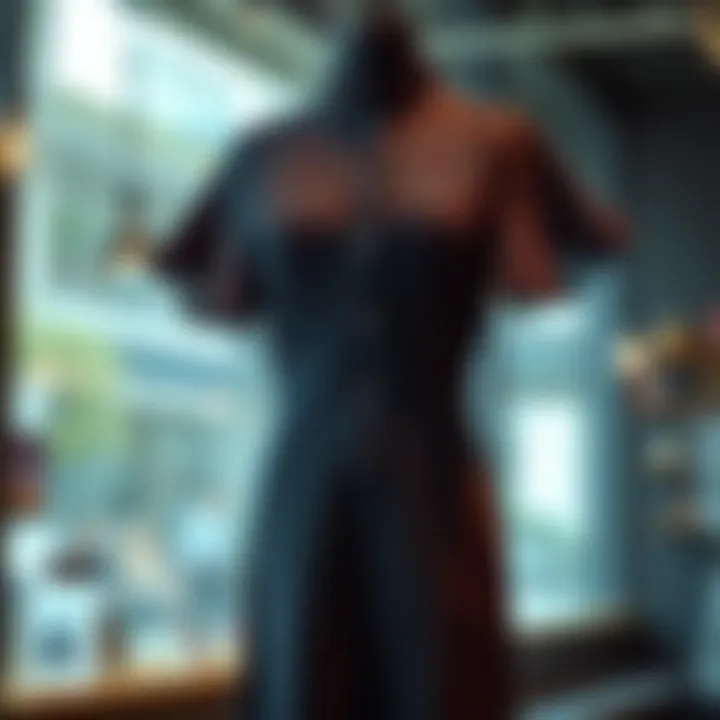 The Elegance of Black Embroidery Elegant black embroidered dress displayed on a mannequin