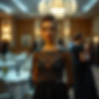 Perfect for Formal Events Black embroidered dress showcased in a formal event setting