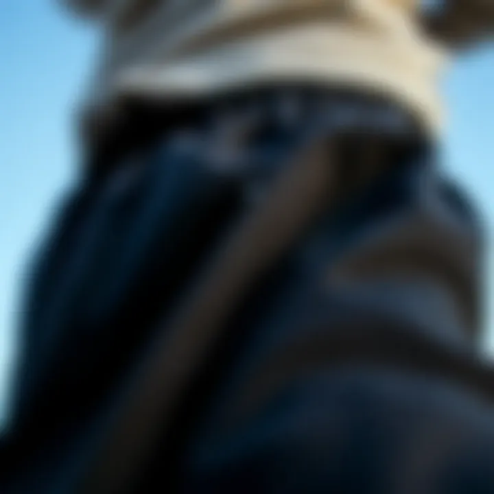 Fabric Texture of Jogger Pants Close-up of fabric texture of black jogger pants